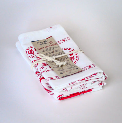 Set of 4 Christmas napkins "Love" - ​​Table linen