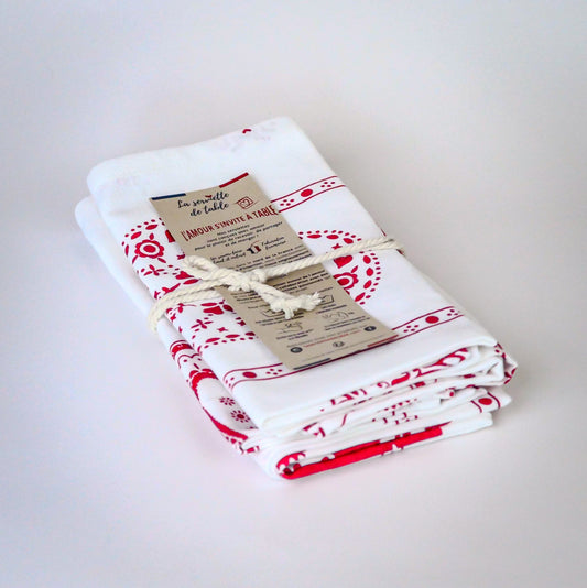 Lot de 4 serviette de table de Noël "Amour" - Linge de table