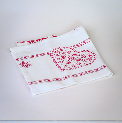 Nappe carrée "cœurs de Noël" - Linge de table