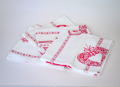 Set of 4 Christmas napkins "Love" - ​​Table linen