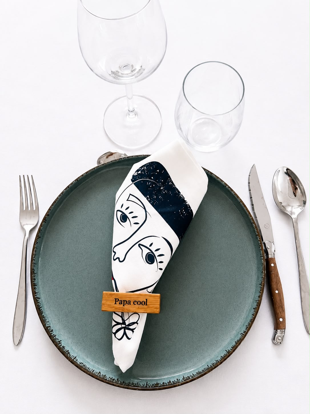 Box Cadeau "Maman Poule & Papa Cool" – Serviettes Jana & Ronds de serviette | La Serviette de Table
